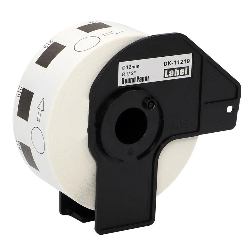 Etiquetas Circulares 12mm 1.200uni. para impressoras de etiquetas Brother QL-500/550/560/570/580N/1050/1060N