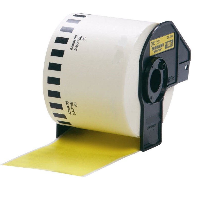 Rolo de papel, contínuo removível (amarelo) 62mmx30,48mts