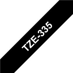 Fita laminada 12mm Branco/Preto