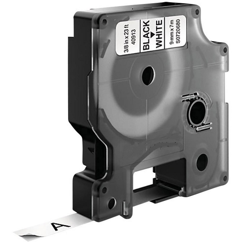 Fita 9mm D1 40913 preto/branco