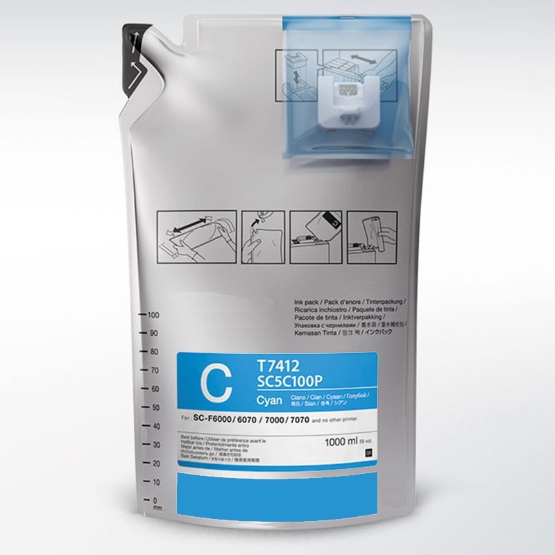 Tinteiro Compatível Epson T7412 Ciano