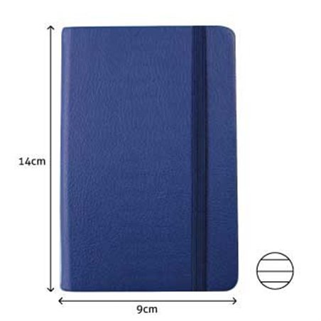 Bloco Notas Pautado 14x9cm Semi Pele Azul 116 Fls