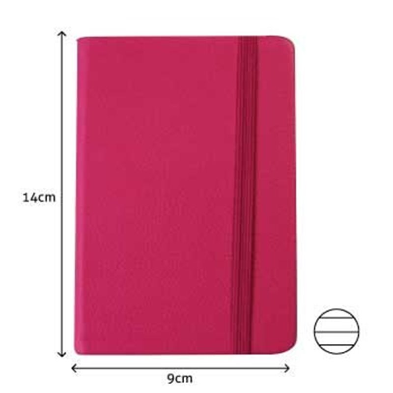 Bloco Notas Pautado 14x9cm Semi Pele Rosa 116 Fls