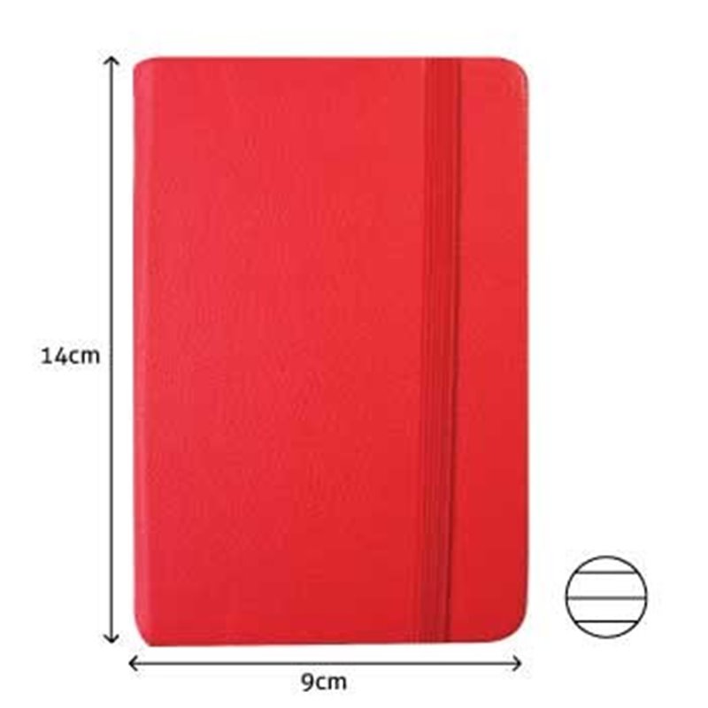 Bloco Notas Pautado 14x9cm Semi Pele Vermelho 116 Fls