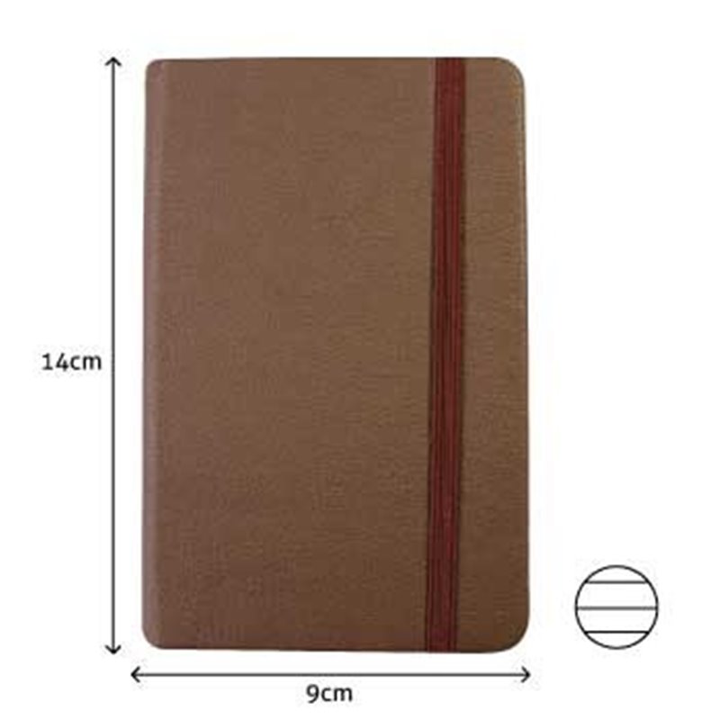 Bloco Notas Pautado 14x9cm Semi Pele Castanho 116 Fls