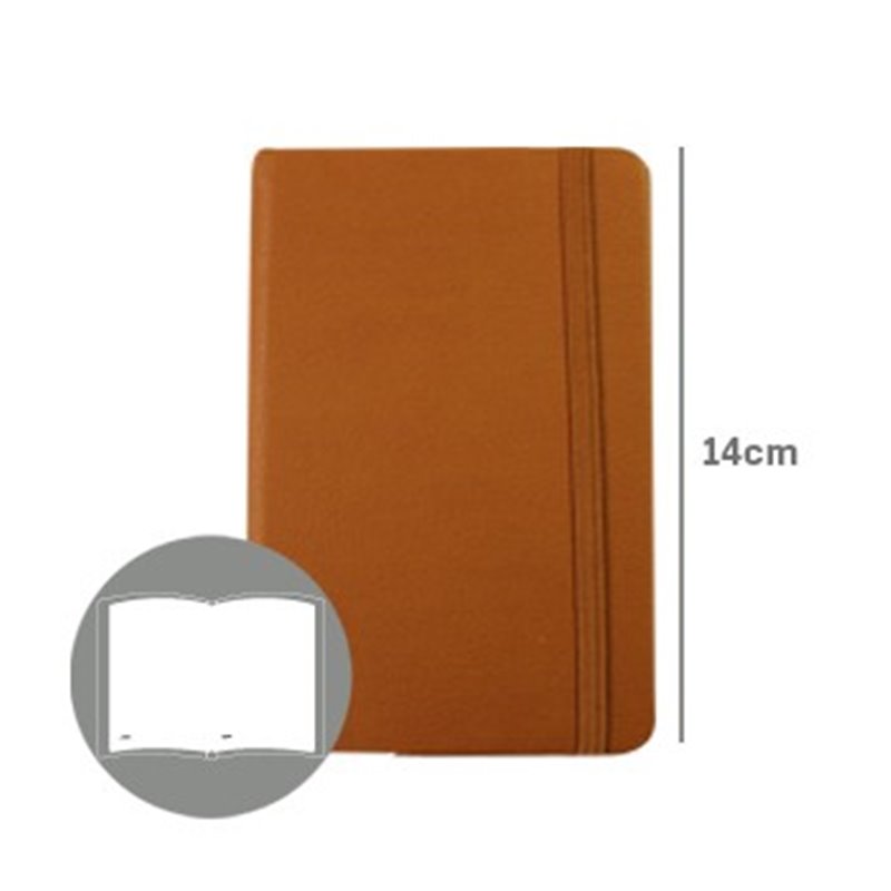 Bloco de Notas Liso 14x9cm Semi Pele Camel 116 Folhas