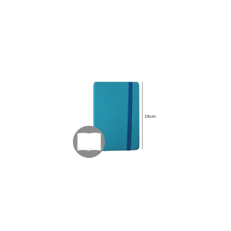Bloco Notas Liso14x9cm Semi Pele Azul Turquesa 116Fls