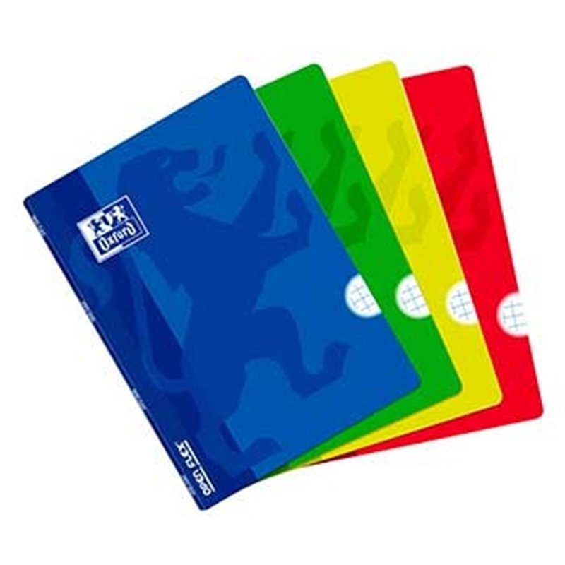 Caderno Agrafado Oxford Openflex Capa Plástico, A4, Quadriculado, 90grs, 48 Folhas, 4 Cores