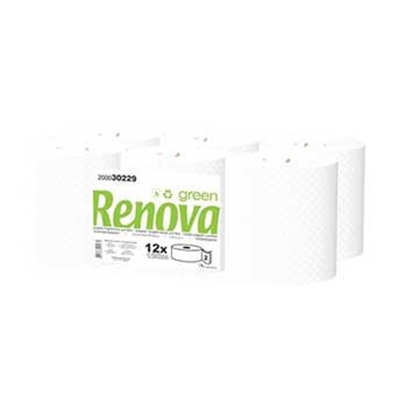 Papel Higiénico RenovaGreen Jumbo 120mts 2Fls 12 Rolos