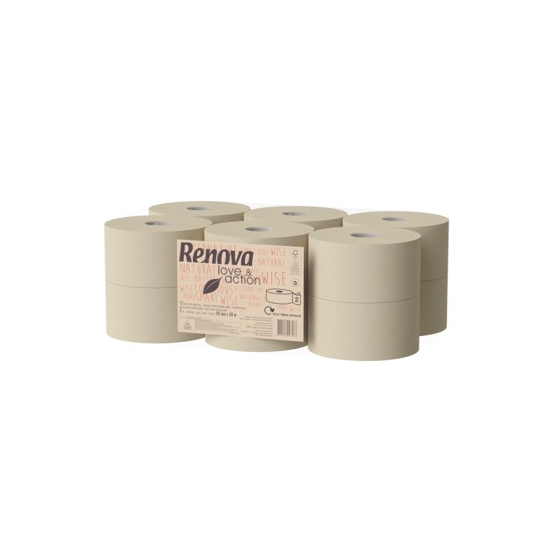 Papel Higiénico Renova Love&Action Jumbo 90mts 2Fls 12 Rolos Papel Higiénico Renova Love&Action Jumbo 90mts 2Fls 12 Rolos
