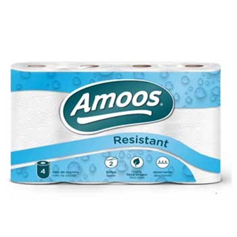 Rolo Toalhas Mão 8,6mtx22cm 2Fls Amoos 4 Rolos