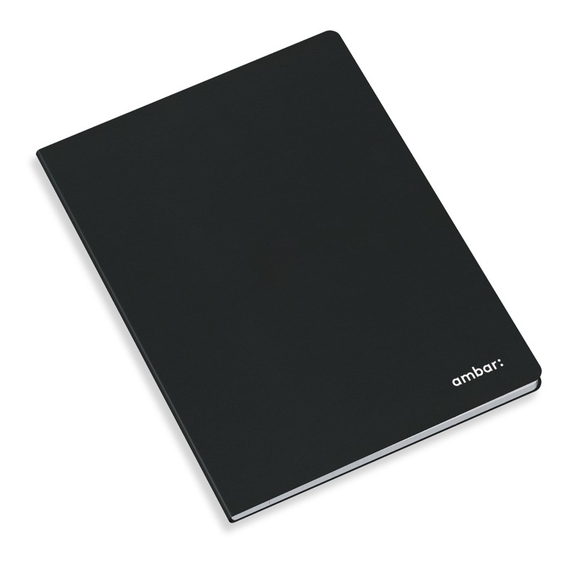 Caderno Agrafado Capa Preta Ambar A4 Pautado 80 Folhas