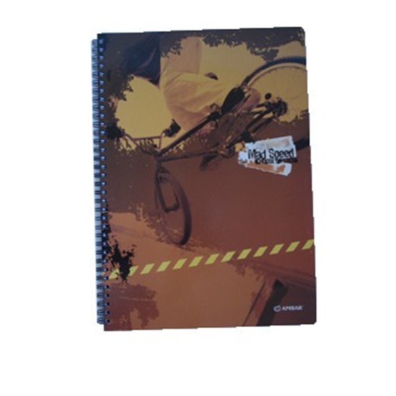Caderno Espiral Ambar Mad Speed A5 Quadriculado 120 Folhas
