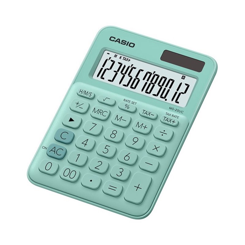Calculadora de Secretária Casio MS20UCGN Verde Claro 12 Dígitos Calculadora de Secretária Casio MS20UCGN Verde Claro 12 Dígitos