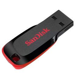 Sandisk Cruzer Blade Memória USB 2.0 128GB Ultra Compacta Preto/Vermelho