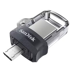 Sandisk Ultra Dual Drive m3.0 Memória USB 3.0 e Micro USB 32GB Transparente/Preto