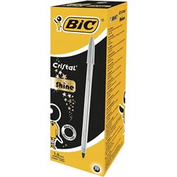 Esferográfica Ball Point BIC Medium Prateada Preto 20un