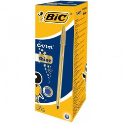 Esferográfica Ball Point BIC Medium Dourada Azul 20un