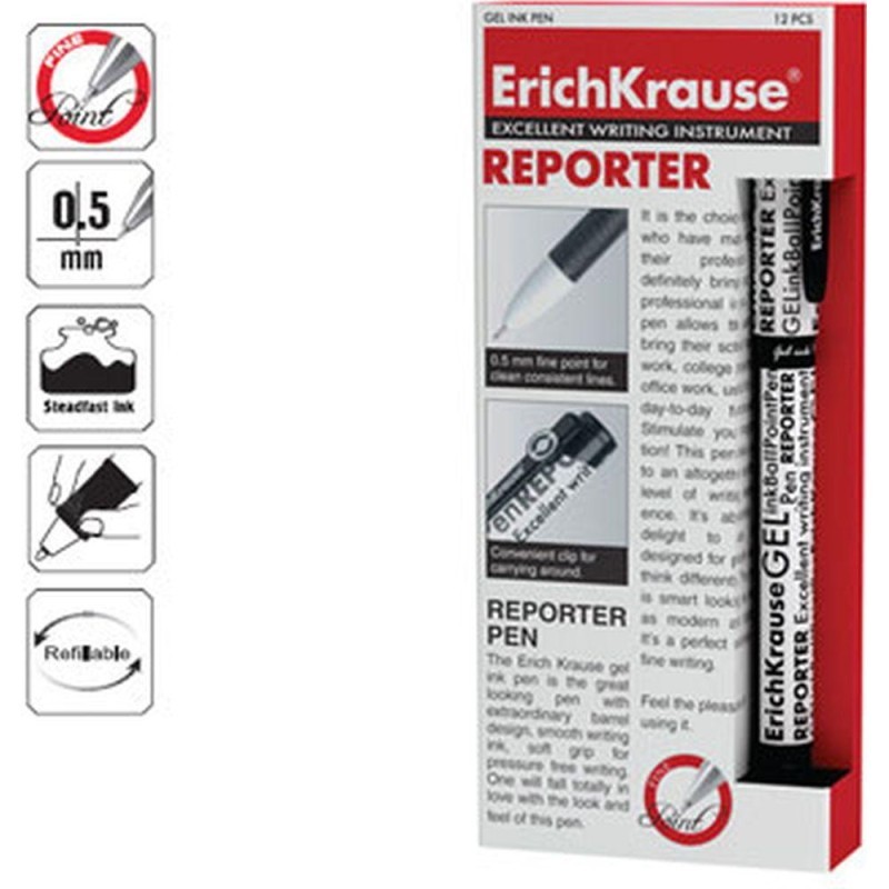 Esferográfica EK Reporter 0,5mm Preto 12un