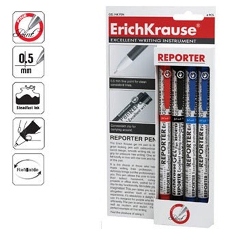 Esferográfica EK Reporter 0,5mm Blister 3 Cores