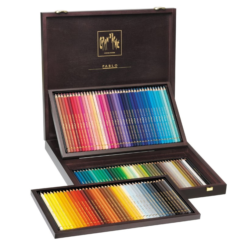 Lápis Cor Caran D'Ache Pablo Cx Madeira 120 Cores