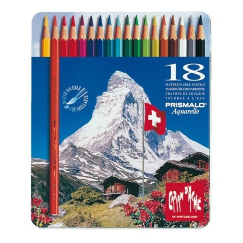 Lápis Cor Caran D'Ache Prismalo Cx Metal 18 Cores