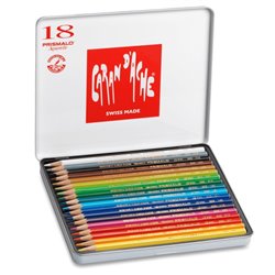 Lápis Cor Caran D'Ache Prismalo Cx Metal 18 Cores