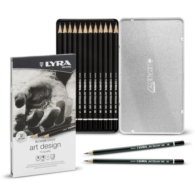 Lápis Grafite Lyra Rembrandt Art Design Cx Metal 12un