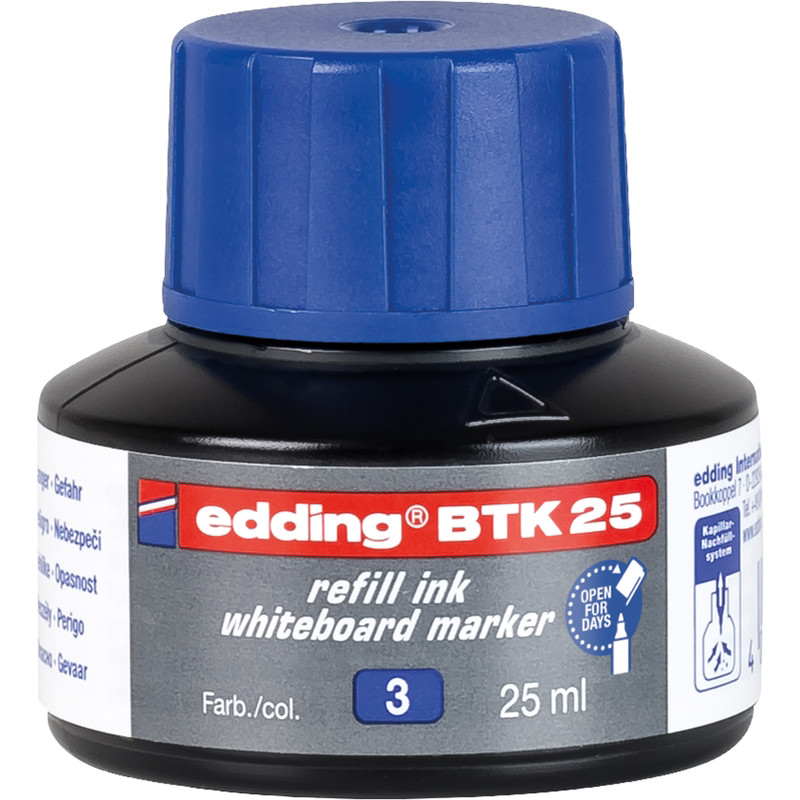 Recarga p/Marcador Quadros Brancos Edding BTK 25ml Azul Recarga p/Marcador Quadros Brancos Edding BTK 25ml Azul