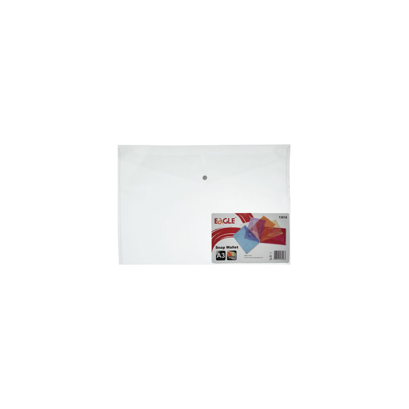 Bolsa Porta Documentos Eagle A3 Transparente, Fecho Botão