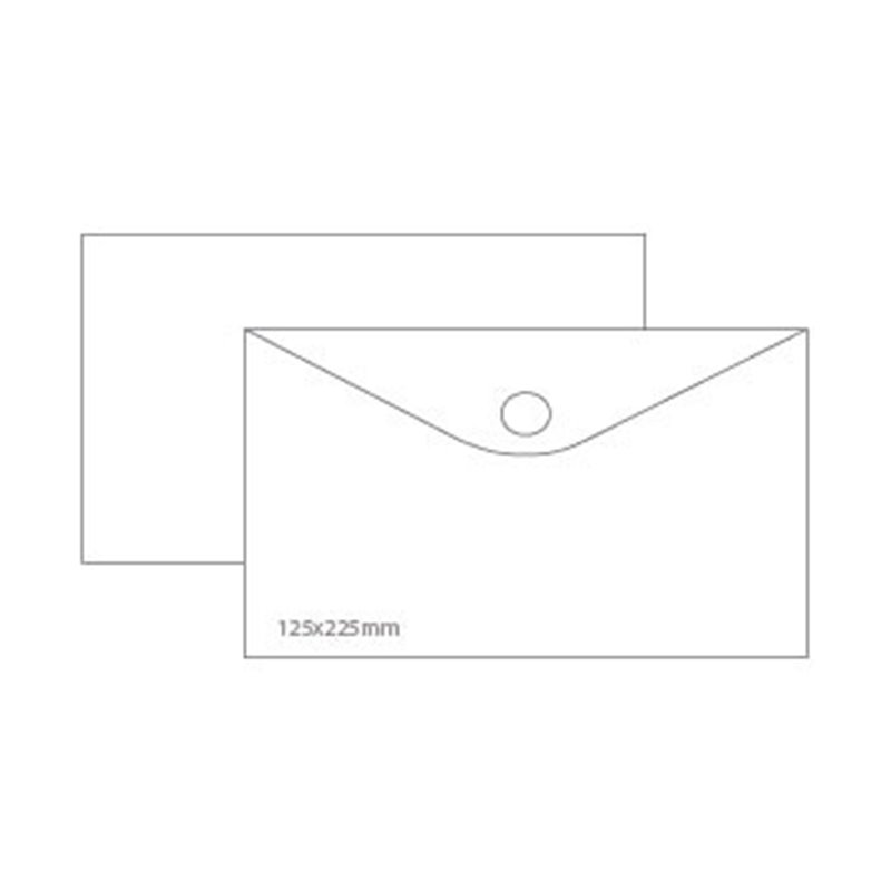 Envelopes Plástico 125x225mm Transparentes, Fecho Velcro 10un