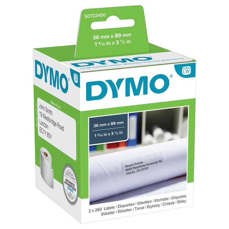 Etiquetas Papel Dymo 89mmx36mm Branco