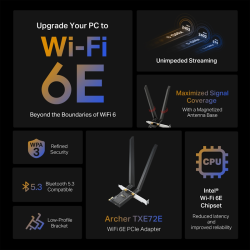 Adaptador PCI Express TP-Link AXE5400 Wi-Fi 6E Bluetooth 5.3
