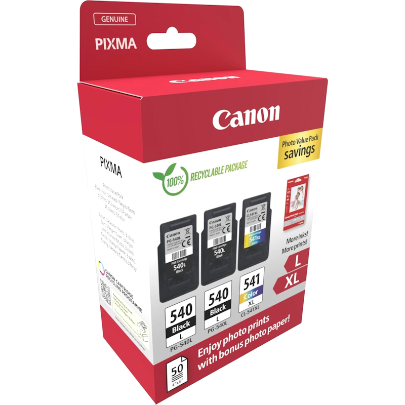 Pack Tinteiros Original Canon PG540L x2 CL541XL Papel Fotográfico