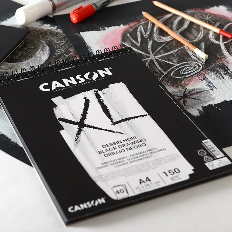 Bloco Espiralado Canson XL Dessin Noir A3 160gr 40 Folhas
