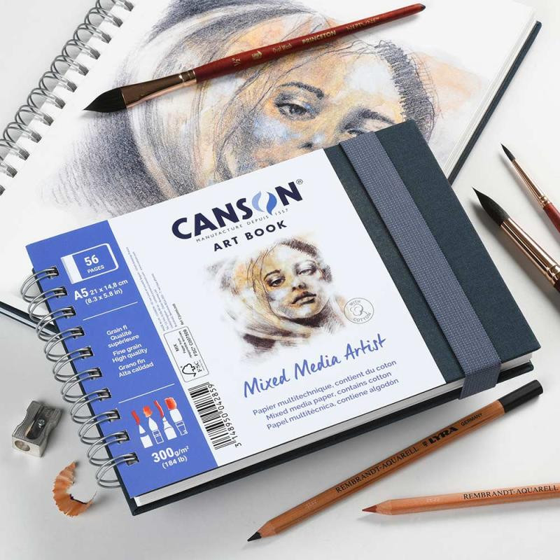 Caderno Canson Artbook Mixed Media Artist A4 300gr 56 Folhas