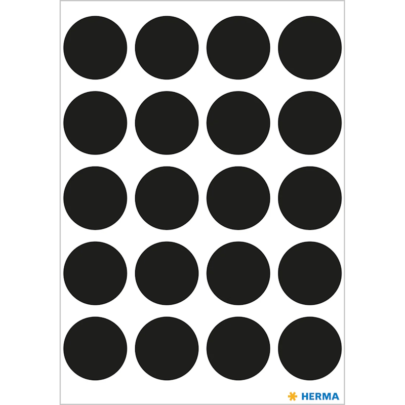 Etiquetas Redondas 19mm Preto Herma