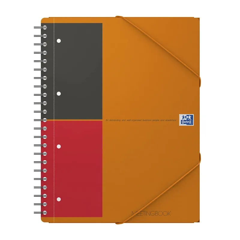 Caderno Espiral Oxford Meeting Book Plastico Pautado 3 Abas c/Elasticos e c/4 Furos 80 Folhas Laranja