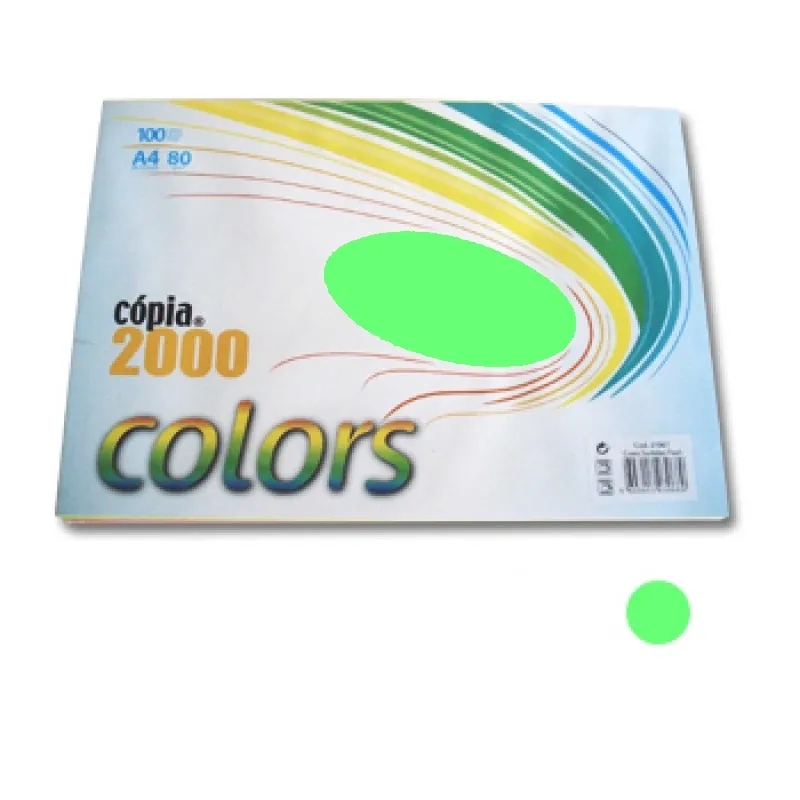 Papel Fotocopia Copia 2000 A4 80gr Verde Forte 100Fls