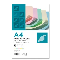 Papel Fotocopia A4 80gr Resma 100 Fls c/5 Cores Suaves