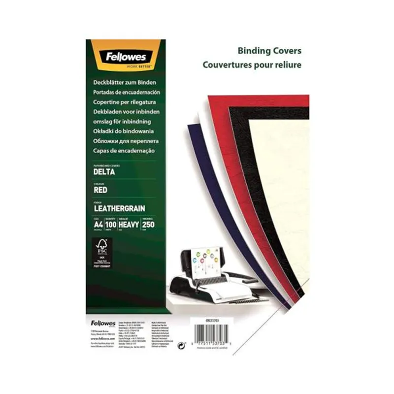 Capas Encadernar Delta Couro 250gr A4 Vermelho