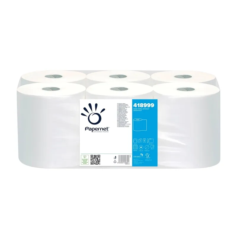 Rolo Toalhas Mão AutoCorte PAPERNET Folha Dupla 100mtx19,2cm 6 Rolos